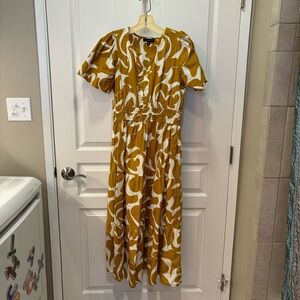 100% Cotton Mustard & Eggshell Maci Dress